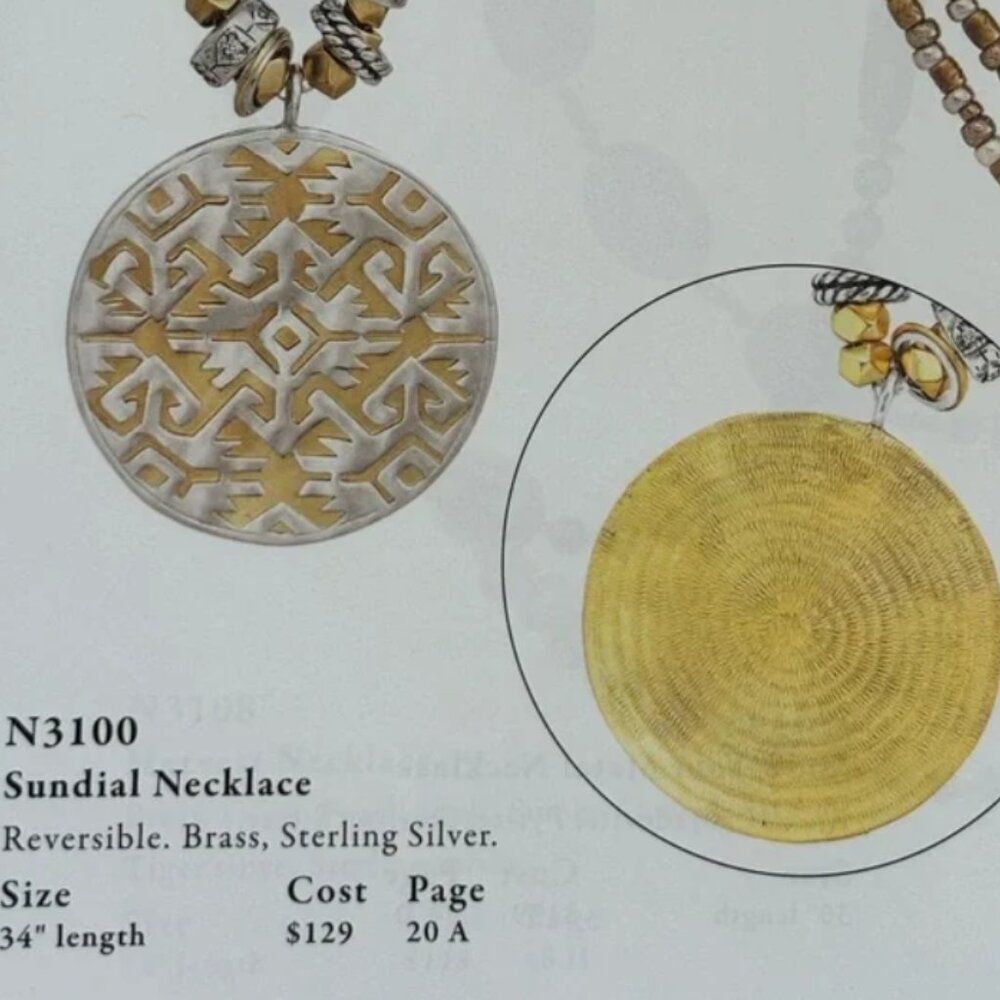SILPADA N3100 Sundial Necklace Reversible .925 Brass